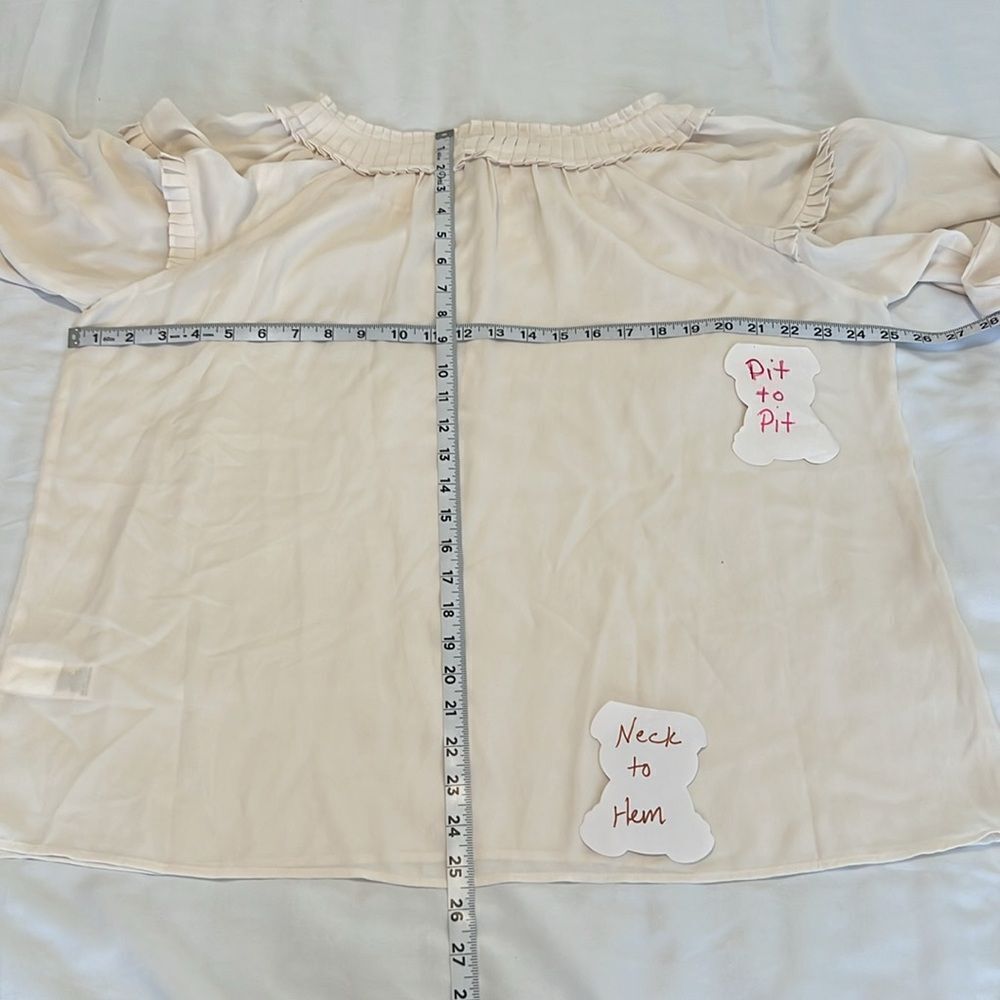 Max Studio Light Beige Blouse with Ruffled Neckline - Picture 10 of 14